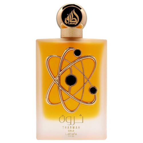 Lattafa Perfumes Tharwah Gold for Unisex Eau de Parfum Spray, 3.4 Ounce