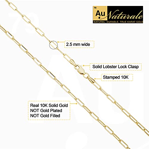 Womens Link Chain - 10k Yellow Gold Paperclip Necklace, Oval Link