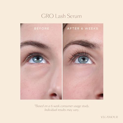 VEGAMOUR GRO Lash Serum, Vegan & Prostaglandin-Free - Peptides & Phytoactives for Fuller-Looking Lashes, Safe for Daily Use, Cruelty-Free