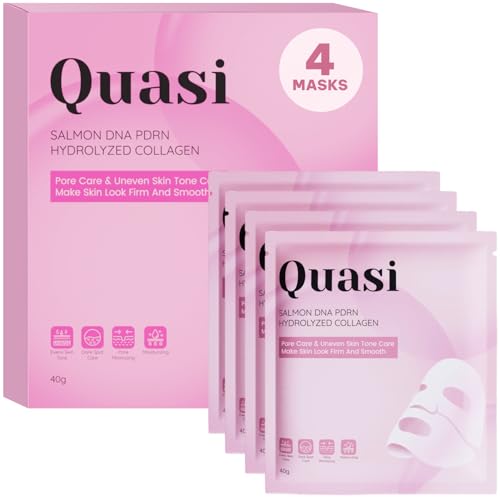 Quasi Salmon PDRN Collagen Mask – Korean Skin care Gel Face Mask for Hydration, Firming & Smoothing Skincare, Collagen Boost & Pore Care – 4 Masks, Non-Irritating, Natural Ingredients
