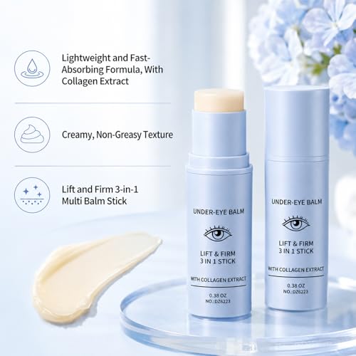 2Pcs Under Eye Balm, Lift & Firm 3-in-1 Multi Balm Stick With Collagen Extract, Eye Care Stick for Dark Circles, Puffiness, and Fine Lines, Hydrating, Smoothing, and Refreshing