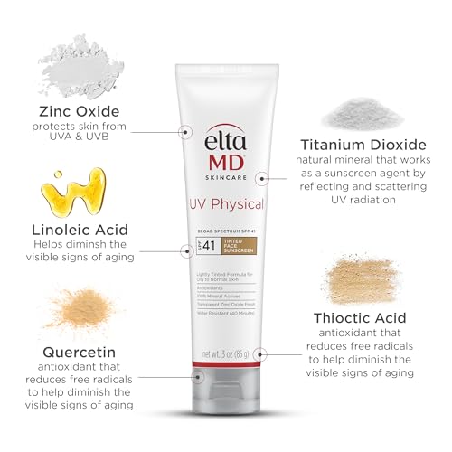 EltaMD UV Physical Tinted 100% Mineral Face Sunscreen, SPF 41, 3 oz