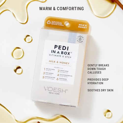 VOESH Pedi in a Box Ultimate 6 Step, Milk and Honey, Spa Pedicure, DIY Pedi, Home Pedicure Kit, Pedi in a Box, Pedicure, Foot Care, Pedi Products, Spa Care, Foot Spa