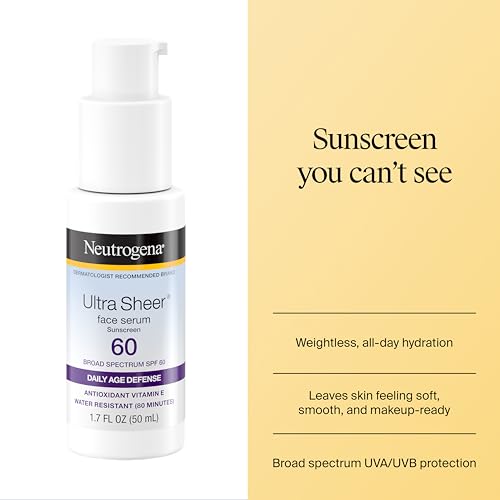 Neutrogena Ultra Sheer Sunscreen Serum SPF 60, Fragrance-Free, 1.7 fl. oz
