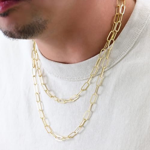 Nuragold 14k Real Yellow Gold 6mm Paperclip Chain Cable Link Necklace - 16"