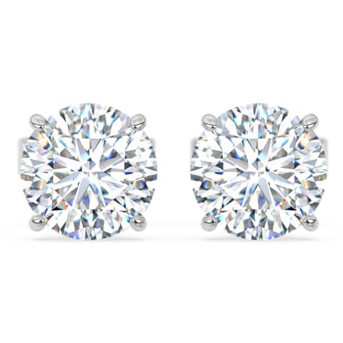 14K White Gold 1.0 Carat Round Shape LAB GROWN Diamond IGI Certified Stud Earrings for women 4 Prong Push Back (E/F Color VS2/SI1 CLARITY)