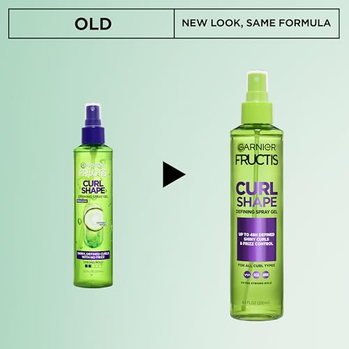Garnier Fructis Style Curl Shape Defining Spray Hair Gel, Strong Hold Frizz Control for Curly, Wavy, and Coily Hair, Nourishing Formula, 8.5 fl oz, 3 Count (Packaging May Vary)