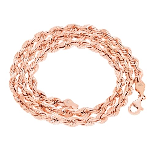 Nuragold 10k Real Rose Gold 6mm Rope Chain Diamond Cut Mens Necklace - 22"