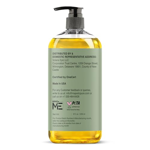Majestic Pure USDA Organic Jojoba Oil 100% Pure & Natural Body Oil -8 Fl Oz