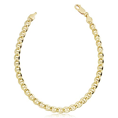 Kooljewelry Solid 14k Yellow Gold Mariner Link Bracelet (8.5 inch)