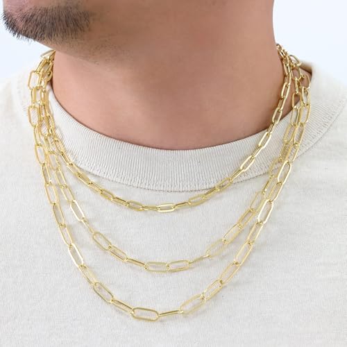 Nuragold 14k Real Yellow Gold Paperclip Chain Cable Link Italian Necklace - 4mm,18"