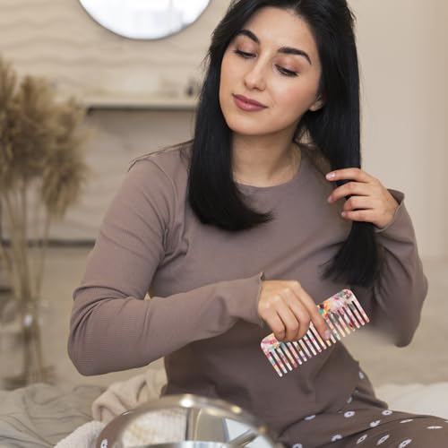 Tortoise Shell Acetate Women's Wide Tooth Comb - Detangling, Anti Static, Vintage Style for Wet Hair & Home Salon Styling