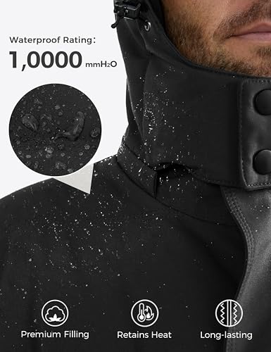 wantdo Men's Windproof Hooded Thicken Winter Coat Puffer Jacket with Hood (Black, Medium)