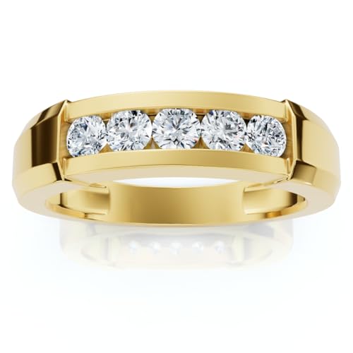Pompeii 1/2ct Mens 14K Yellow Gold Round Diamond Wedding Ring - Size 10
