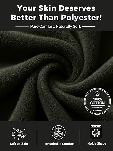 Klizzer Luxury Men's 100% Cotton Pullover Hoodie, Fleece Heavyweight Hooded Sweatshirt With Front Pocket (Forest Green, L)