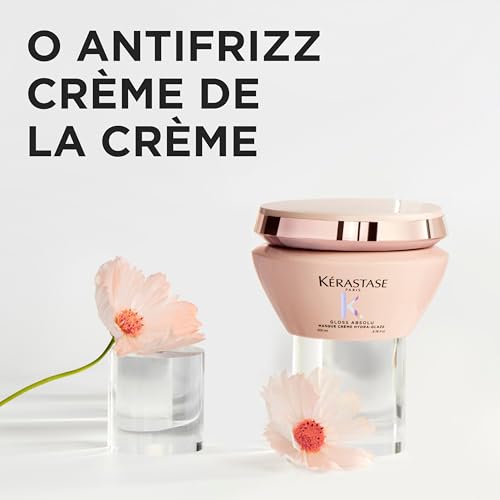 KÉRASTASE Gloss Absolu Masque Crème Hydra-Glaze, Deeply Nourishing Hair Mask for Thick, Frizzy Hair, for Anti-Frizz, Shine & Smoothness, with Hyaluronic Acid, 6.8 Fl Oz