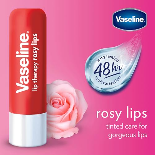 Vaseline Lip Therapy Care Rosy, Fast-Acting Nourishment, Ideal for Chapped, Dry, Cracked, or Damaged Lips, Lip Balm, 2-Pack of 2, 0.16 Oz Each, 4 Lip Balms