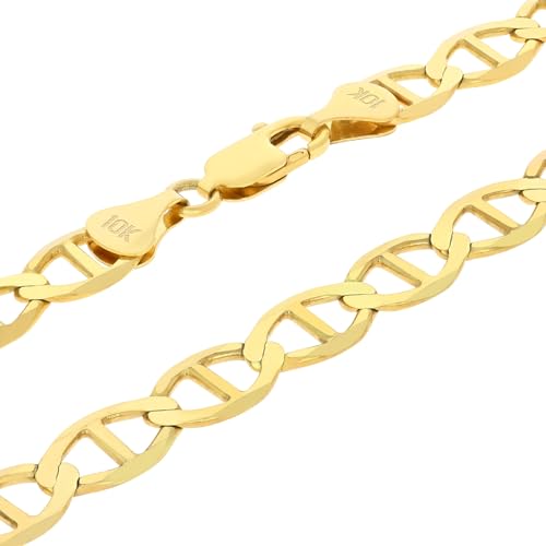Nuragold 10K Real Yellow Gold 9mm Mariner Chain Solid Anchor Mens Necklace - 22"