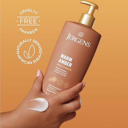 Jergens Shea Fusion Body Lotion, Warm Amber Scented, Dry Skin, 14 fl oz