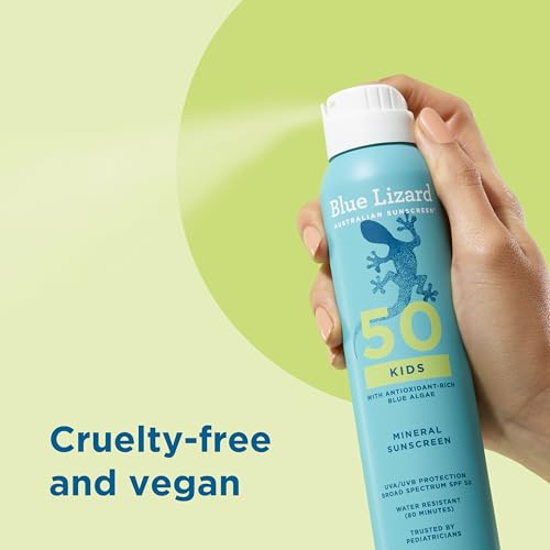 Blue Lizard Kids Mineral Sunscreen Spray SPF 50+, Brand, Broad-Spectrum UVA/UVB Protection, Water-Resistant, Zinc Oxide Formula, 5 fl oz