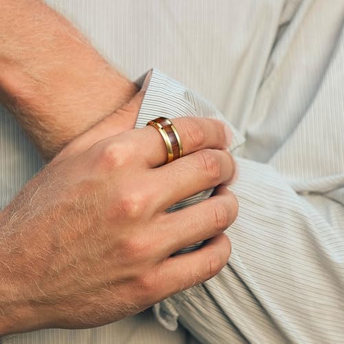 Mens 8mm Tungsten Wedding Band Natural Wood Inlaid Engagement Rings Size 9