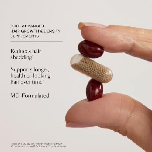 VEGAMOUR GRO+ Advanced Hair Growth & Density Supplements - MD-Formulated, Reduces Shedding, Supports Longer-Looking Hair, Vegan, Dual-Pill System, Daily Packs