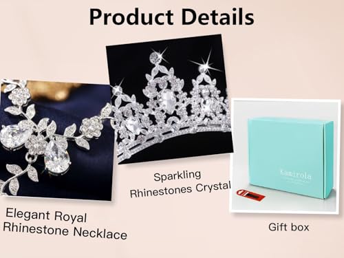 Kamirola Silver Tiaras and Crowns for Women,Tiaras Earrings Necklace
