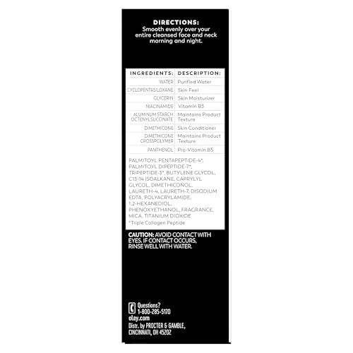 Olay Regenerist Micro-Sculpting Serum, Face Serum for Women, Fragrance-Free, Anti-Aging, Anti-Wrinkle, Firming Skin Care - Triple Collagen Cream, Peptide, Niacinamide, 1.7 Oz