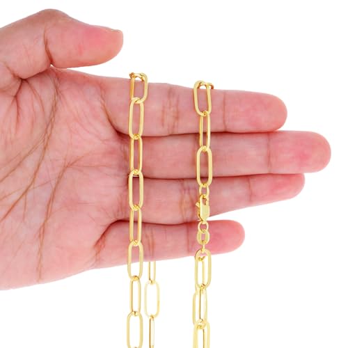 Nuragold 14k Real Yellow Gold 6mm Paperclip Chain Cable Link Necklace - 16"