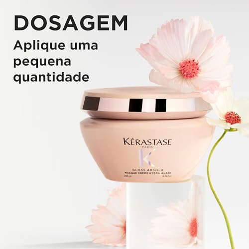 KÉRASTASE Gloss Absolu Masque Crème Hydra-Glaze, Deeply Nourishing Hair Mask for Thick, Frizzy Hair, for Anti-Frizz, Shine & Smoothness, with Hyaluronic Acid, 6.8 Fl Oz