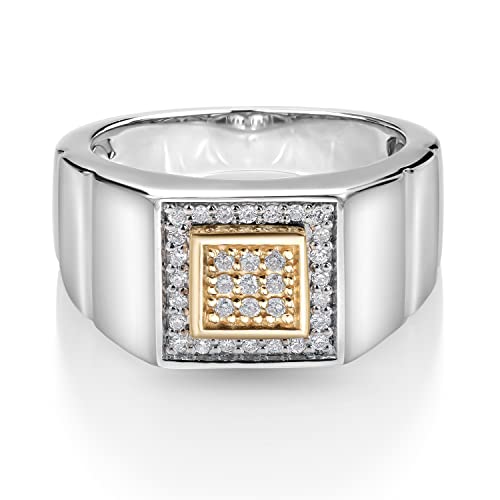 Gem Stone King 2 Tone White Lab Grown Diamond Ring for Men