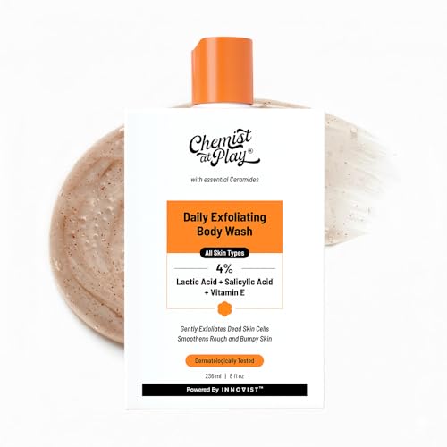 Chemist at Play Body Wash Exfoliating For Dry Rough Bumpy Strawberry Skin With 1% Salicylic Acid 2% Lactic Acid And Ceramides For Men And Women 7.9 Fl oz