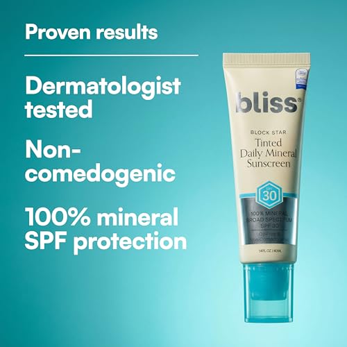 Bliss Block Star Tinted Mineral Face Sunscreen SPF 30 - 1.4 Fl Oz - Radiant