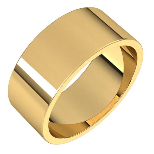 Sonia Jewels Solid 10k Yellow Gold 8mm Flat Wedding Band Ring Classic Plain Traditional - Size 7