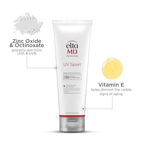 EltaMD UV Sport Sunscreen, Water and Sweat Resistant 80 Min, SPF 50, 8 oz