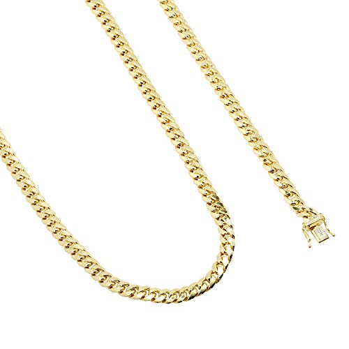 Nuragold 10k Real Yellow Gold Miami Cuban Link 6.5mm Chain Italian Necklace - 20"
