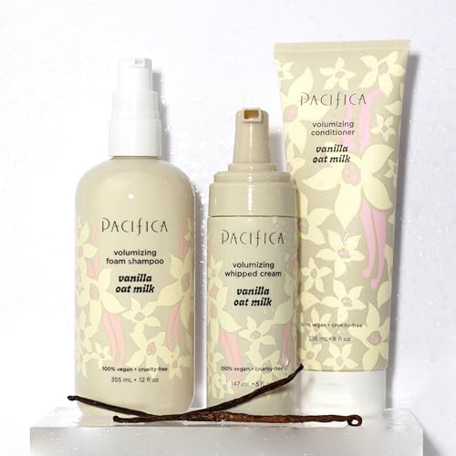 Pacifica Vanilla Oat Milk Hair Conditioner – Volumizer for Fine/Flat Hair, Weightless Oat Milk & Apple Extract for Bounce & Smoothness, Silicone Free Clean Beauty, Vegan Cruelty-Free
