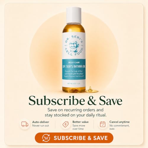Dr. Sebi’s Batana Oil for Hair Growth – 100% Natural Hair Oil with Coconut and Olive – Supports Scalp Health and Stronger Hair – Plant-Based Formula – 1 Month Supply (4 fl oz)
