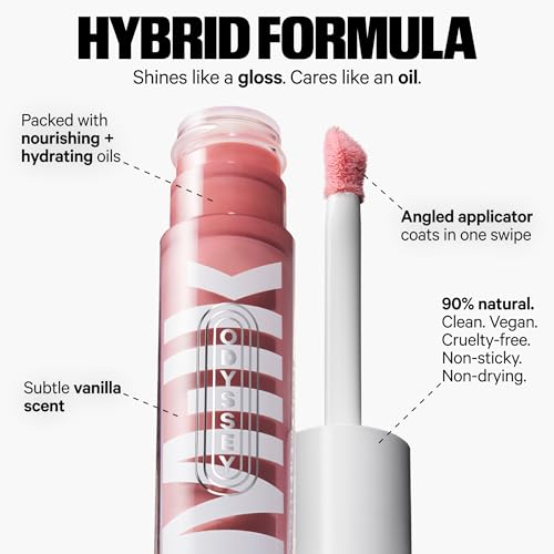 Milk Makeup Odyssey Lip Gloss – Non-Sticky, Hydrating + Sheer-Tinted Gloss with Long-Lasting, High Shine Finish – Vegan Formula Nourishes with Jojoba Oil – Wander (Mauve), 0.2oz