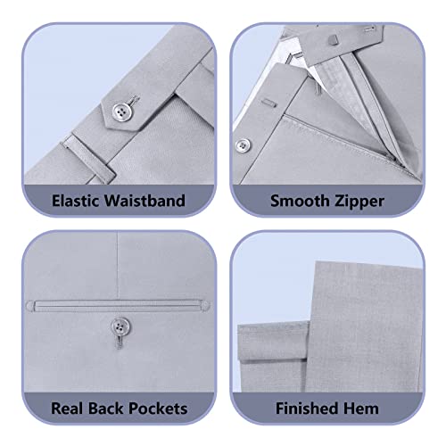Cooper & Nelson 3 Piece Grey Mens Suit Set 2 Button Slim Fit Suits for Men Business Wedding Party Tuxedo Jacket Vest Pants and Tie, Light Grey L