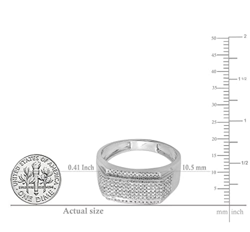 Dazzlingrock Collection 0.45 Carat Round White Diamond Composite Rectangular Engagement Ring for Men in 925 Sterling Silver Size 10