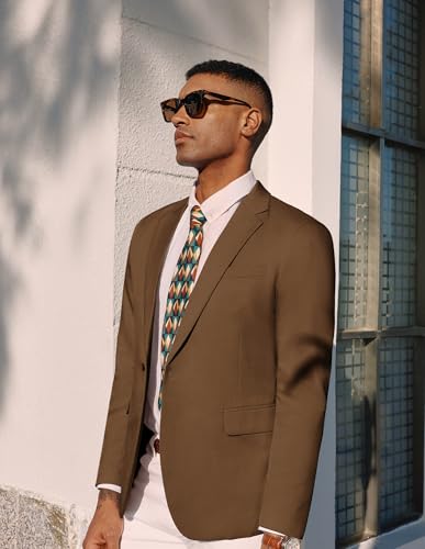 PJ PAUL JONES Casual Blazers for Men Fashion Slim Fit Suit Jacket Premium Blazers Suit Light Brown