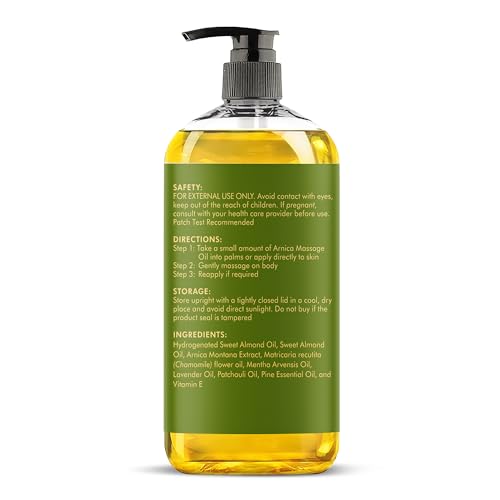 Majestic Pure Arnica Massage Oil, Relaxing Body Oil, 8 Fl Oz