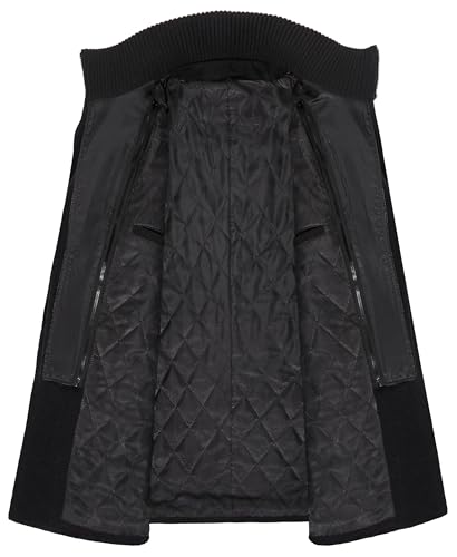 APTRO Men's Pea Coat Jacket Windbreaker Single Breasted Winter Coat 1108 Black L