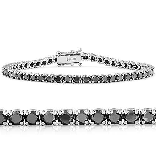 P3 POMPEII3 Pompeii 5 1/2Ct Black Diamond Tennis Bracelet 14k White Gold 7"