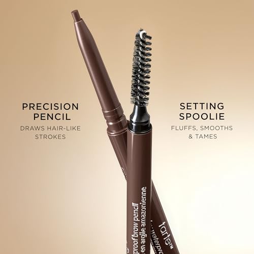 tarte Amazonian clay waterproof brow pencil – Eyebrow Pencil to Shape, Define & Fill with Vitamin E to Nourish Brows, Vegan & Cruelty-Free, full size, rich brown