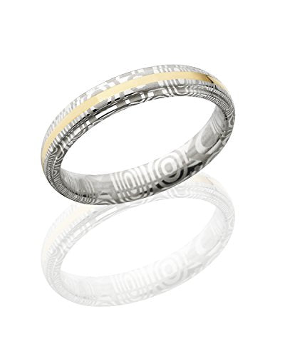 Damascus Steel Wedding Bands USA Made 14k Gold Rings Damascus Rings