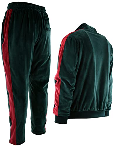 Mens Velour Set with Zippered Pockets and Velour Lining (210-Green, 3X-Large)