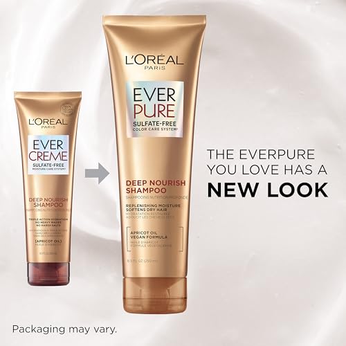 L'Oreal Paris Hair Conditioner for Dry Hair, Triple Action Hydration, Apricot Oil Infused, EverPure, 8.5 Fl Oz (Packaging May Vary)