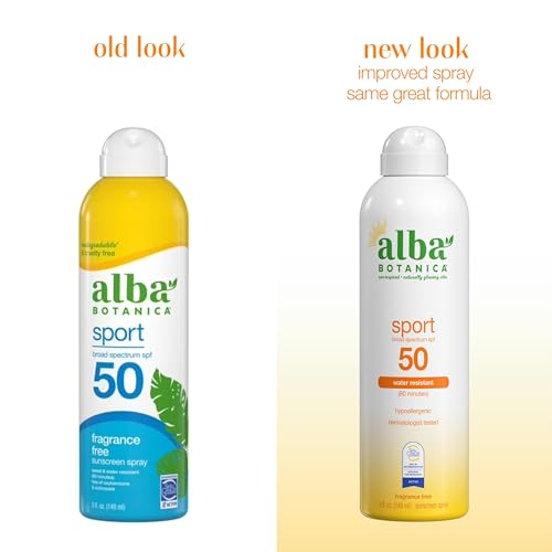 Alba Botanica Sport Sunscreen Spray for Face and Body, SPF 50, 5 fl oz Bottle